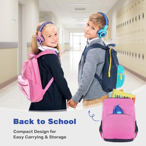 SIMOLIO Stereo Wired Headphones Teens Adult Kid Youth w/Mic & Volume Control & Volume Limited & Share Port & 3.5mm Jack, Safe Volume Durable Foldable Headset for Online School Gaming PC Laptop Travel