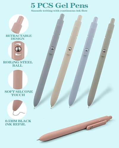 54pcs Aesthetic School Supplies Cute Stationary Set with Pencil Case 12 Highlighters, 5 Black & 6 Color Ink Gel Pens, 6-in-1 Ballpoint Pen,5 Mechanical Pencils 0.5-2.0mm for College Essentials (Blue) - color: Blue