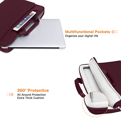 MOSISO 360 Protective Laptop Bag 15.6 inch, 15-16 inch Computer Bag Compatible with MacBook Air 15 inch/Pro 16 inch, HP,Dell,Lenovo,Asus,Notebook, Laptop Carrying Case with Strap&Handle, Wine Red - color: Wine Red, size: 16 inch