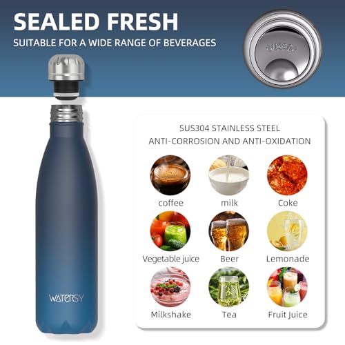 WATERSY Stainless Steel water bottles,17oz/500ml Insulated Water Bottles,Blue Green metal water bottle Keeps Drink Cold and Hot,BPA Free kids water bottles for School,Gym,Travel,Sports - color: Deux Teal