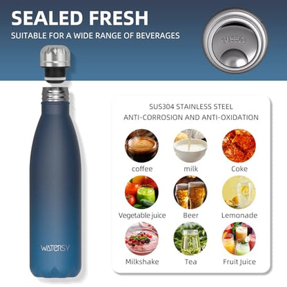 WATERSY Stainless Steel water bottles,17oz/500ml Insulated Water Bottles,Blue Green metal water bottle Keeps Drink Cold and Hot,BPA Free kids water bottles for School,Gym,Travel,Sports - color: Deux Teal