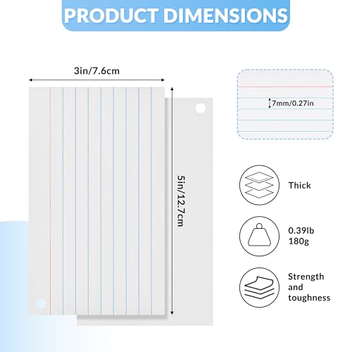 NEEWAY Heavyweight Ruled Index Cards 3x5, 200 Count Flash Cards with Rings and Cover, White Note Cards Lined for Home, Office (Red) - color: Red