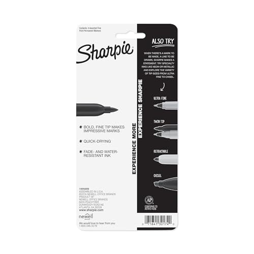 "Sharpie Fine Point Permanent Markers 4/Pkg-Red, Blue, Black, Green"