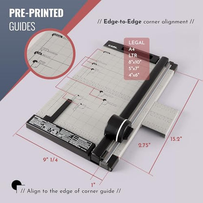 Carl, Professional Rotary Paper Trimmer 15-inch, 15 Sheet Cutting Capacity, Black and Silver - size: 15-inch