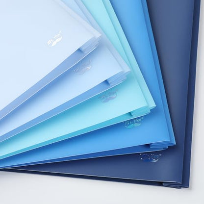 Mr. Pen- Plastic Folders with Pockets and Prongs, 5 Pack, Letter Size | Blue Shades, Flexible Plastic Folders with Prongs - color: Blue Shades, size: 5 Pack