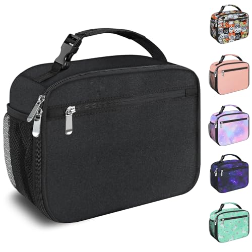 Kids Lunch Box for Boys Girls Lunch Bag Insulated Durable Lunchbox Children Lunch Tote Bag for School Black - color: Black
