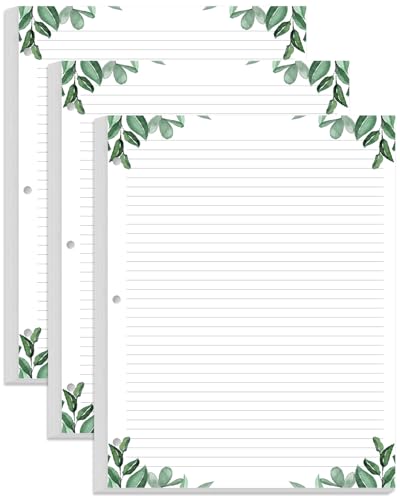 (3-Pack) Letter Size Lined Refill Paper, 3-Hole Punched Ruled Filler Paper, 300Sheets / 600Pages Loose-Leaf Line Paper, 100gsm White Paper, 8.5'' x 11'', Leaf - size: 300 Sheets, style: 3-Hole