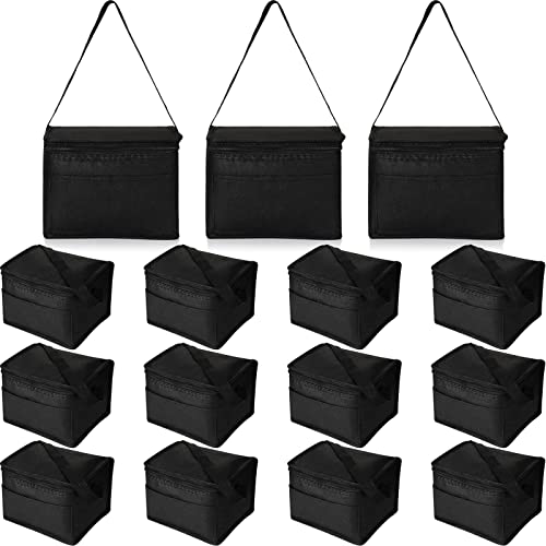 Nuogo 15 Pack Insulated Lunch Bags Bulk, Reusable Cooler Boxes, Leakproof Lunch Boxes Set, Waterproof Thermal Coolers, Insulated Beverage Bag for Women Men Work Picnic Beach(Black) - color: Black, size: Basic Style
