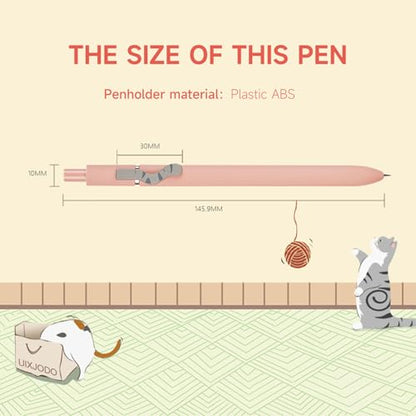 UIXJODO Cat Pens, 4 Pcs 0.5mm Cute Kawaii Black Ink Pens Fine Point Smooth Writing Pen, High-End Series Cat's Tail Retractable Pen for Journaling Note Taking (4 Pcs Cat) - color: 4 Pcs Cat