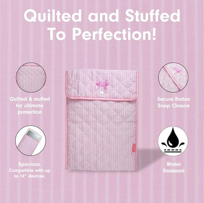 Sonix | Quilted Laptop Sleeve | 13-14 Inch, Quilted Soft Comfy Laptop Carrying Case, Computer Sleeve | Seersucker Pink (13" - 14") - color: Seersucker Pink