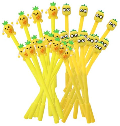 30 Pcs Cute Pineapple Gel Ink Pens, Fruit 0.5 mm Black Ink Cool Novelty Writing Pens f for Ournaling, Writing, Note-Taking, Teacher Student School Party Office Home Supplies (Cute Pineapple) - style: Cute Pineapple