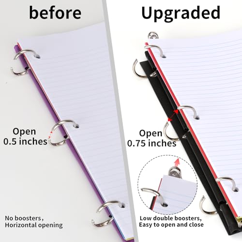 Pivotable Refillable Notebook, Upgraded 1 Inch 3 Ring Notebook Binder, 50 College Ruled Paper, 5 Subject Notebook with Dividers and Folder Pockets, Tabs- Black - color: Black, size: 1 PCS