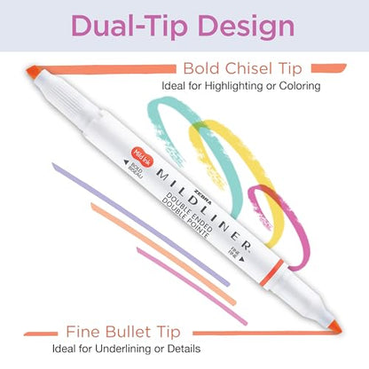 Zebra Pen MILDLINER No Bleed Highlighter, Cool and Refined, Dual Tip, 5-Pk - color: Cool and Refined A