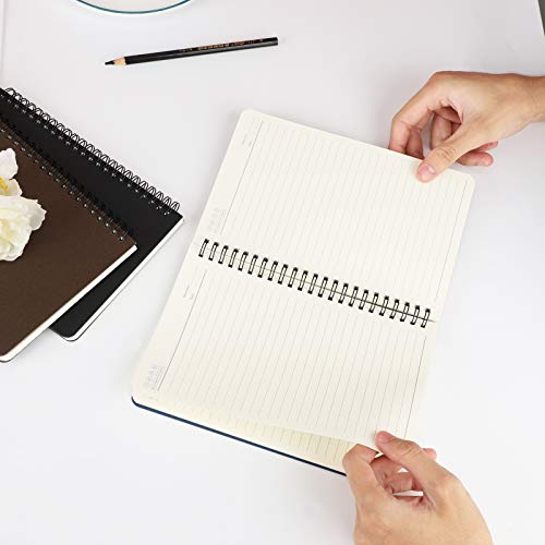 EUSOAR College Ruled Spiral Notebook, A5 3packs 5.5"X8.3" 120 Pages Lined Travel Writing Journal, Memo Notepad Sketchbook, Students Office Business Subject Diary Ruled Spiral Book Journal-3 Colors - color: Black, Royal Blue, Coffee, size: 3 Packs