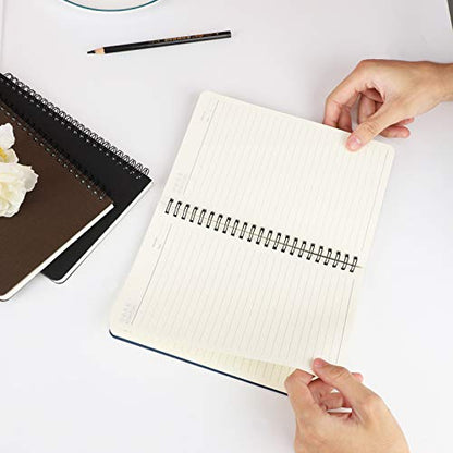 EUSOAR College Ruled Spiral Notebook, A5 3packs 5.5"X8.3" 120 Pages Lined Travel Writing Journal, Memo Notepad Sketchbook, Students Office Business Subject Diary Ruled Spiral Book Journal-3 Colors - color: Black, Royal Blue, Coffee, size: 3 Packs