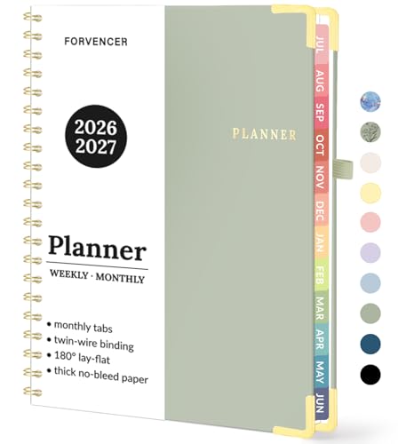 Forvencer Academic Planner 2026-2027, July 2026-June 2027 Weekly & Monthly Hardcover Calendar Planner, 8.5" X 11", Daily Agenda Book, School Office Notebook College Teacher Student Organizer A4, Green - color: Green, size: 8.5"x11" (Jul 2026 - Jun 2027)