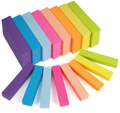 Sticky Notes Small,24 Pack Sticky Tabs,2400 Sheets Index Tabs,76 x 16mm (2.99 x 0.62in)Self-Stick Page Markers,8 Bright Colors Page Flags for Organizing,Referencing,Indexing Notebooks,Documents,Books - size: 75x16mm