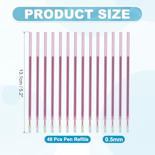 PATIKIL 48 Pcs Erasable Gel Pens Refills, 0.5mm Heat Erasable Pens Refills for Fabric Disappearing Ink Fabric Marking Pen for Sewing Quilting Writing, Purple Ink - color: Purple