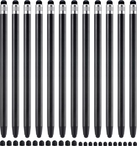 LINFANC 12Pcs Black Stylus Pen for Touchscreen, 2-in-1 Stylus Pen for iPad | High Precision & Sensitivity, Aluminum Body, Suitable for iPad iPhone Android Smartphone Tablet Switch and All Touch Screens - color: 12 Black