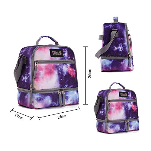 Tilami Rolling Backpack 19 inch with Lunch Bag Wheeled Laptop Backpack, Galaxy Purple - color: Galaxy Purple