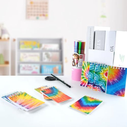 OZIO 16PCS Mini Tie Dye Notepads Multicolor Style Pocket Notebooks, Spiral Mini Notebook Pastel Art Party Small Notepad for Tie Dye Birthday Party Favors, 8 Styles(16) (16)