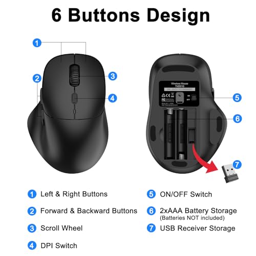 Ergonomic Wireless Keyboard and Mouse Combo, Full-Size Silent Keyboard with Wrist Rest & Phone Holder, 3 DPI Adjustable Mouse, 2.4G Lag-Free Cordless, Long Battery Life for PC Laptop Mac Windows