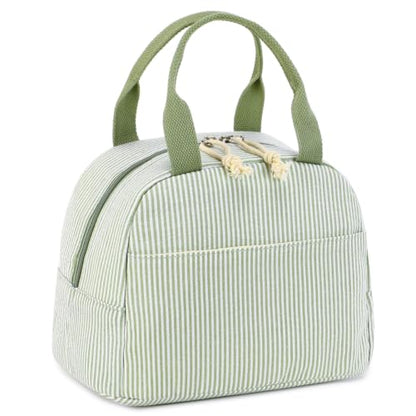 CAMTOP Lunch Box Kids Insulated Lunch Bag Large Reusable Leakproof Cooler Lunch Bags for Boys Girls School Travel Picnic (Sage Green Strip) - color: Sage Green Strip