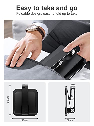 elitehood Aluminum iPad Stand for Desk [Ultra-Stable & Sturdy], Height Adjustable Tablet Stand, Portable Tablet Holder Dock for Home Office, Compatible with iPad Pro 12.9, iPad Air Mini 6 5 4 3, Black - color: Black