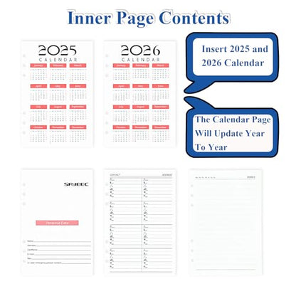 SAYEEC A5 Refill Paper Loose Leaf Lined Paper for A5 Planner Organizer 6 Holes Ring Binder Planner for Journals Notebooks Diaries Inserts, 80 Sheets - color: refillable paper