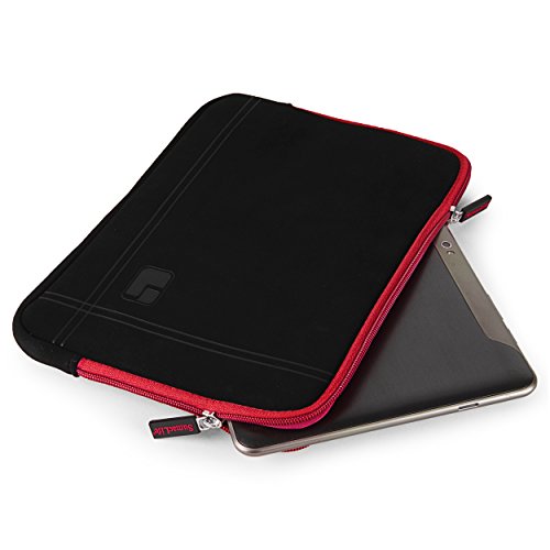 Thick Cushion Padding Scratch Water Resistant Accessory Pocket 13 inch Laptop, Chromebook Sleeve Bag - color: Black Red
