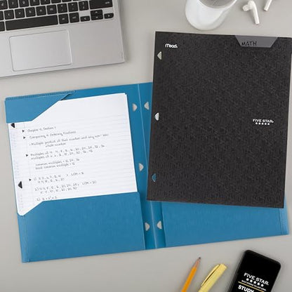Five Star 2-Pocket Folder, Plastic Folder with Stay-Put Tabs, Fits 3-Ring Binder, Holds 8-1/2" x 11" Paper, Tidewater Blue (333420H-ECM) - color: Tidewater Blue