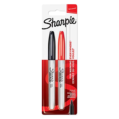 Sharpie Permanent Markers, Fine Tip, Black & Red, 2 Pack - color: Black/Red, size: 1 Count (Pack of 2)