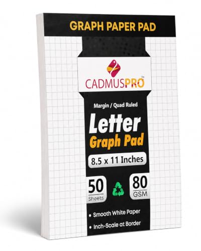 8.5x11 Graph Paper Pad, 80 GSM, 1 Pack, 50 Sheets | Letter size graph paper for school, office, and study sessions