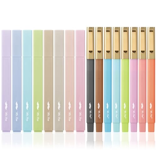 Mr. Pen- Aesthetic Highlighters and Ballpoint Pens No Bleed, 16 Pack | Pastel Colors, Bible Highlighters and Pens No Bleed, Fast Dry and No Smear for Bible Journaling, Planner, School Supplies - color: Pastel, size: 16 Pack