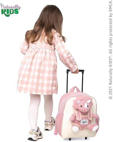 Toddler Luggage for Girls w Dinosaur Toys, Kids Rolling Backpack Girls, Toddler Suitcase, Gifts for 3 4 5 6 Year Old - color: 09 Dinosaur Triceratops, style: Trolley