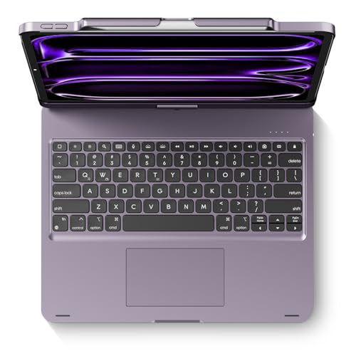 edaiser Swivel Keyboard Case iPad Air/Pro 13" & Pro 12.9" 3rd-6th Purple | 360° Rotatable Cover, Pencil Holder, Trackpad | Backlit |for iPad Air 13" (M2/M3/M4), Pro 13" M4 M5, Pro 12.9" (3rd-6th Gen) - color: Metallic Purple, size: iPad Pro/Air (12.9"/13"