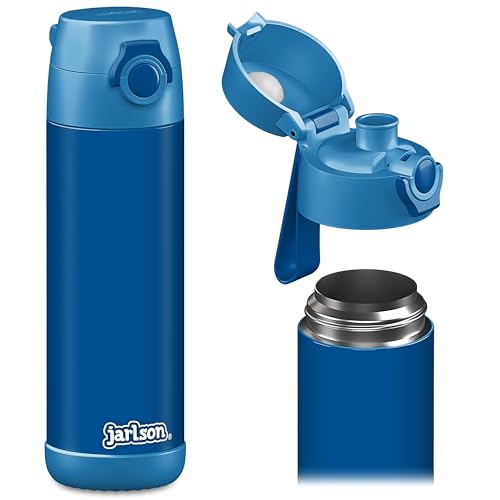 Jarlson® Kids Water Bottle MALI [18OZ] - No Straw Stainless Steel Thermo Bottle - Insulated Waterbottle Leak Proof for School & Sports - Thermo Tumbler for Boys & Girls (Blue) - color: Blue, size: 18 Ounces
