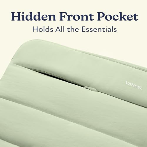 Vandel Puffy Laptop Sleeve Case for 13-14 inch Laptop Sleeve Bag Case 13.3 Inch with Zipper Pocket, Compatible with MacBook Air 13, Pro 14/13 iPad Pro 12.9, HP Dell ASUS, Computer Bag Cover - color: Sage