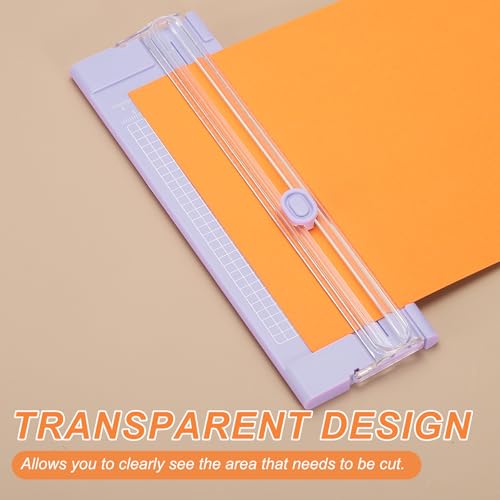 Generic Paper Cutter Trimmer, A4 Straight Small Portable Paper Slide Paper Slicer with Safe-Guard for Craft Cardstock Label Card, Scrapbook Photo, Purple, with 1 Blade