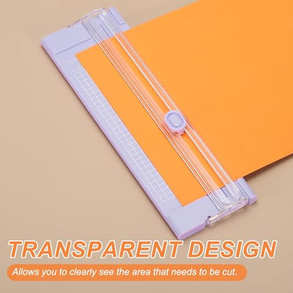 Generic Paper Cutter Trimmer, A4 Straight Small Portable Paper Slide Paper Slicer with Safe-Guard for Craft Cardstock Label Card, Scrapbook Photo, Purple, with 3 Blade