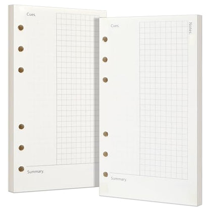 Toplive A6 Refill Paper, A6 Cornell Notetaking System Filler Paper, 6 Holes Notebook Binder Inserts Loose Leaf Paper 160 Sheets, for Business Meeting College Study Reading Notes - style: Cornell Notes 2 Pack