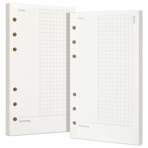 Toplive A6 Refill Paper, A6 Cornell Notetaking System Filler Paper, 6 Holes Notebook Binder Inserts Loose Leaf Paper 160 Sheets, for Business Meeting College Study Reading Notes - style: Cornell Notes 2 Pack