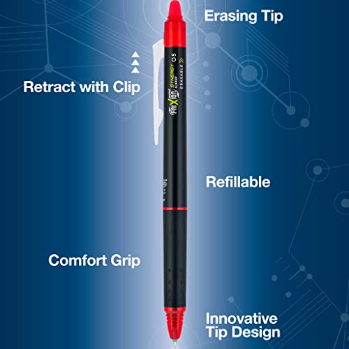 PILOT, FriXion Synergy Clicker Erasable, Refillable, Retractable Gel Ink Pens, Extra Fine Point 0.5 mm,Red, (Pack of 98) - color: Red, size: 1 Count (Pack of 98)