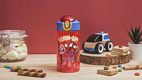 Zak Designs Marvel Spider-Man Kids Water Bottle with Spout Cover and Carrying Loop, Durable Plastic, Leak-Proof Water Bottle Design for Travel (16 oz, 2-Pack, Spidey and His Amazing Friends) - color: Spidey and His Amazing Friends 2pk