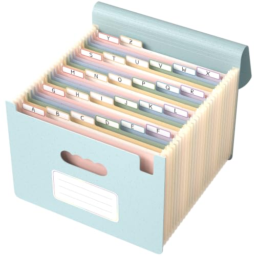 ThinkTex Accordion File Organizer, 26 Pockets File Folders, Mint Cream | Monthly Bill Receipt Documents Organizer, A-Z Colorful Tabs, Letter/A4 Size for Classroom Office Organization Home Hospital - color: Mint Cream