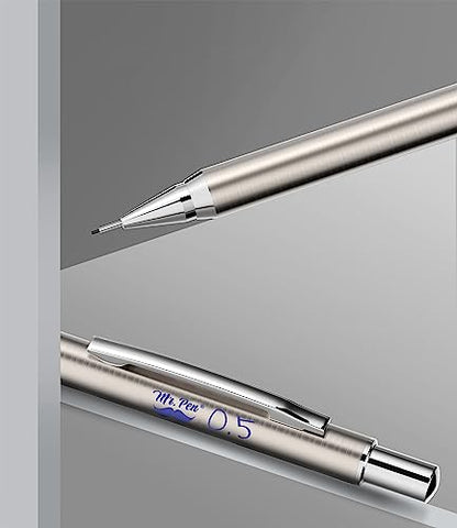 Mr. Pen- Metal Mechanical Pencil Set with Lead Refills & Erasers, 2 Pack | 0.5mm, 4x Tubes 2B Lead Refill, 4x Eraser Refills for School Supplies, Note Taking, Drawing, Sketching, Office - style: 0.5mm
