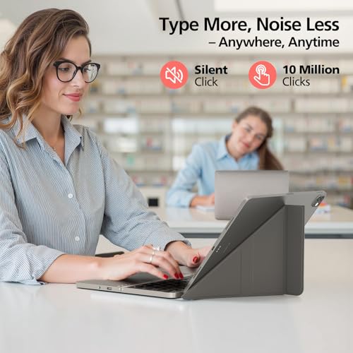 Mircopack Foldable Bluetooth Keyboard with Touchpad and Stand for iPad/iPhone/MacBook,3-Device Ultra Slim PU Leather Magnetic Cover Portable Rechargeable Keyboard for macOS and iOS-Red - color: Red
