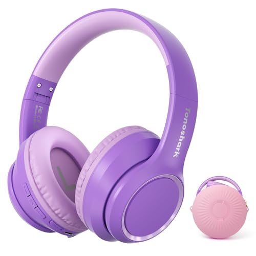 TONOSHARK Kids Bluetooth Headphones with Active Noise Cancelling, Wireless Over-Ear Headphones for Boys Girls, Foldable, Adjustable, 40H Playtime, Mic for School Travel(Purple) - color: Purple