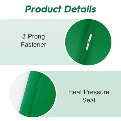 24-Pack Plastic Folders with Pockets and Prongs,2-Pocket Folders with 3 Fasteners, Holds 8-1/2" x 11" Paper for School/Office/Home, Green - color: Green, size: 24-Pack