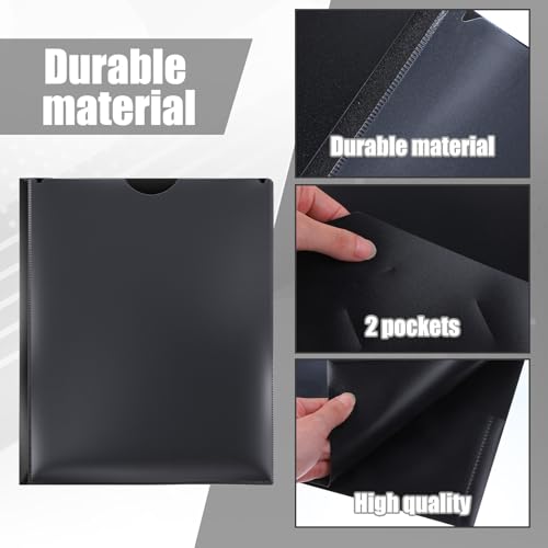24 Pcs Plastic Folders with Front Clear Pocket and Business Card Holder 2 Pocket Heavy Duty Folders Plastic Letter Size Paper for Business School Office Supplies - color: Black